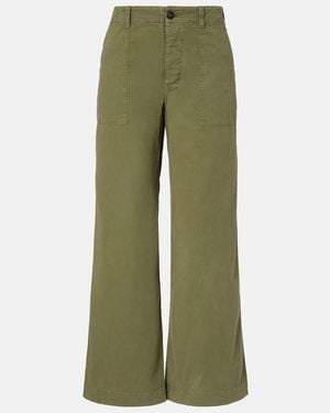 Nili Lotan Leon Mid-Rise Cotton Twill Wide-Leg Trousers - Green