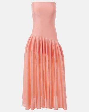 Alaïa Vestido Largo Plisado Sin Tirantes - Rosa