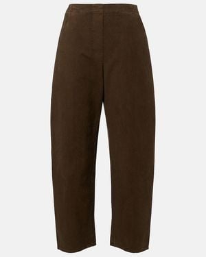 Leset Chloe High-Rise Cotton Canvas Barrel-Leg Trousers - Brown