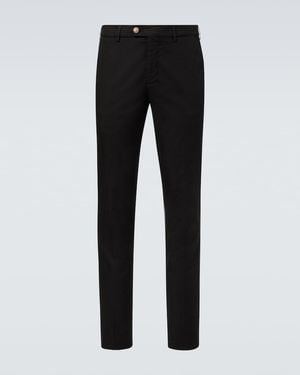 Brunello Cucinelli Cotton-Blend Slim Trousers - Black