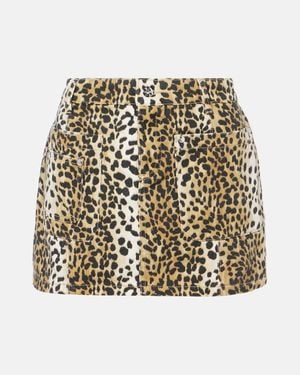 Blumarine Leopard-Print Cotton Miniskirt - Natural