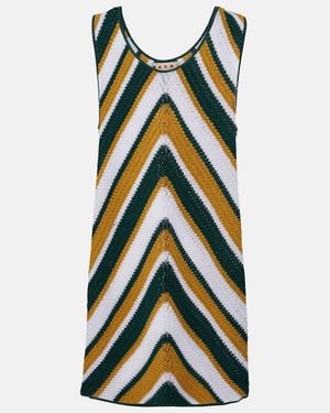 Marni Gestreiftes Strick-Minikleid - Grün