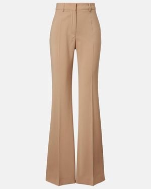 Sportmax Virgin Wool Flared Pants - Natural