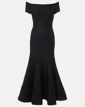 Carolina Herrera Off-Shoulder Striped Maxi Dress - Black
