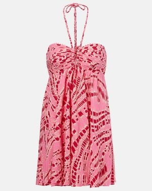 Poupette Calla Printed Halterneck Minidress - Red
