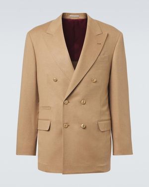 Brunello Cucinelli Double-Breasted Camel Hair Blazer - Natural