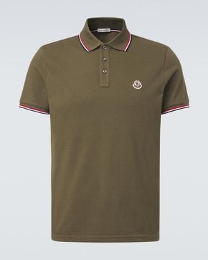 Moncler Logo Cotton Pique Polo Shirt - Green
