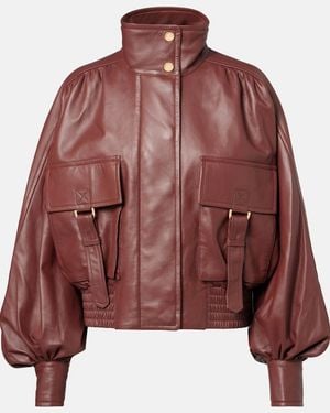 Zimmermann Hypnotic Leather Bomber Jacket - Red
