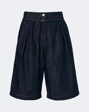 Dries Van Noten Belted Denim Shorts - Blue