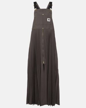 Sacai X Carhartt Pleated Maxi Dress - Natural