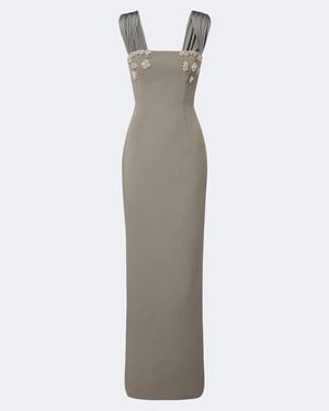 Rachel Gilbert Malia Embellished Crepe Corset Gown - White