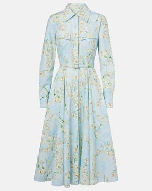 Emilia Wickstead Cotton Floral Emmalyna Midi Dress - Blue