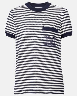 Max Mara Striped Cotton-Blend Jersey T-Shirt - Blue