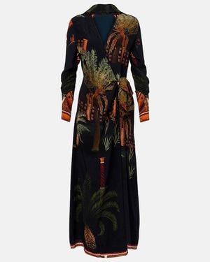 Johanna Ortiz Printed Silk Wrap Dress - Black