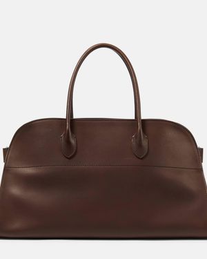 The Row Ew Margaux Large Leather Tote Bag - Brown