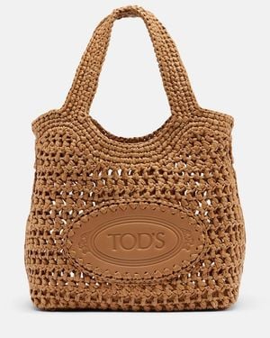 Tod's Tote Bag Aus Raffiabast Mit Leder - Braun