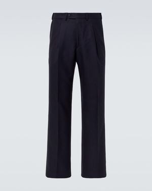 Saman Amel Amo Wool Twill Straight-Leg Trousers - Blue