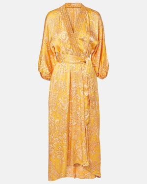 Poupette Celie Printed Asymmetric Maxi Dress - Metallic