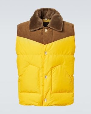 Wales Bonner Brixton Corduroy-Trimmed Puffer Gilet - Yellow