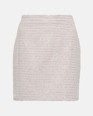 Alessandra Rich Embellished Tweed Miniskirt - White