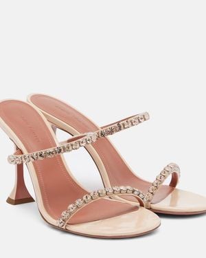 AMINA MUADDI Sandales Gigi En Cuir A Cristaux - Rose