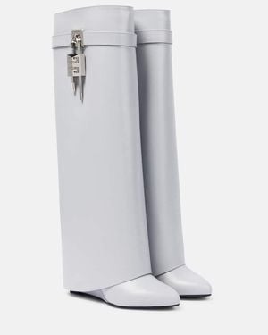 Givenchy Botas Altas Shark Lock De Piel - Gris