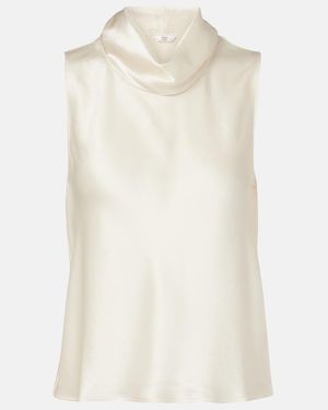 Leset Barb Satin Top - White