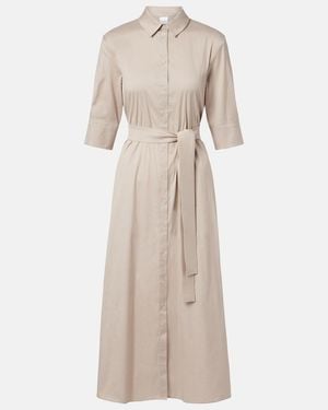 Max Mara Cognac Cotton-Blend Midi Dress - Natural