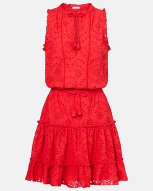 Poupette Clara Broderie Anglaise Cotton Minidress - Red