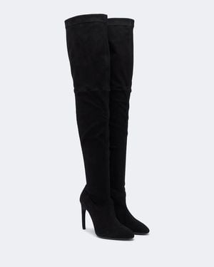 Victoria Beckham Harlow Suede Over-The-Knee Boots - Black