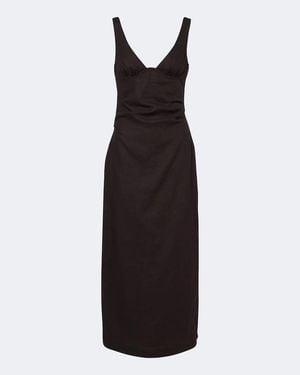 SIR. Midikleid Aus Leinen - Schwarz