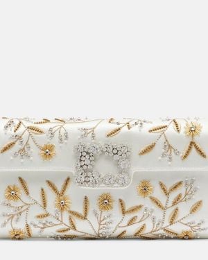 Roger Vivier Efflorescence Embellished Satin Clutch - Metallic