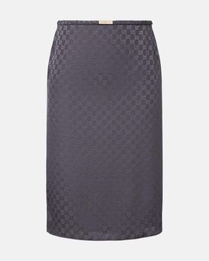 Gucci Gg Low-Rise Silk Pencil Skirt - Grey
