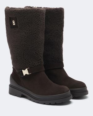 Bogner Stiefel St. Moritz Aus Veloursleder Und Shearling - Schwarz