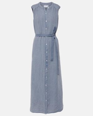 Velvet Luna Linen Maxi Dress - Blue