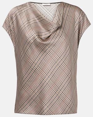 Vince Houndstooth Silk Top - Grey