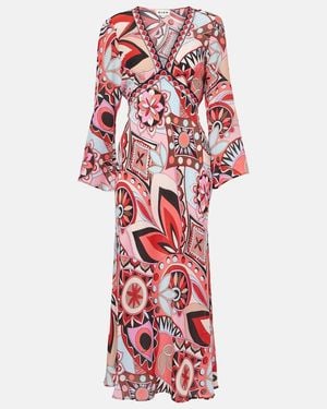 RIXO London Tania Silk Maxi Dress - Red