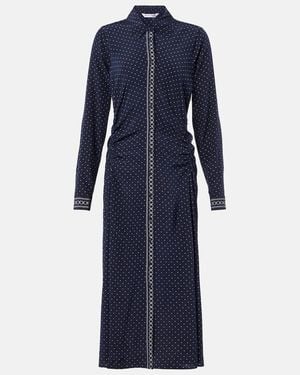 Veronica Beard Lex Polka-Dot Silk-Blend Shirt Dress - Blue