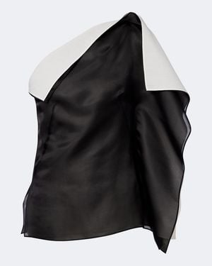 Rohe Draped One-Shoulder Silk Top - Black
