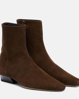 STAUD Ankle Boots Wally Aus Veloursleder - Braun