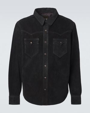 RRL Hemd Western Aus Veloursleder - Schwarz