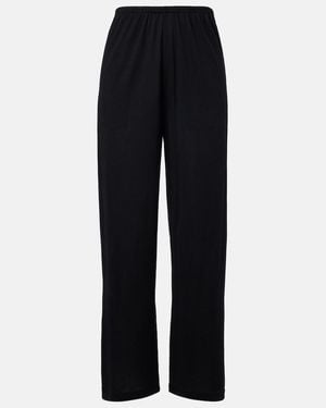 TOTEME Cotton And Silk Straight Pants - Blue