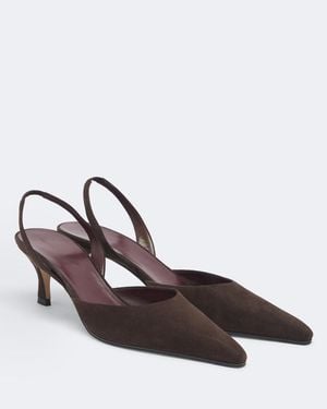 The Row Inez Suede Slingback Court Shoes - Brown