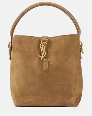 Saint Laurent Bucket Bag Le 37 Small Aus Veloursleder - Natur