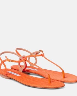 Aquazzura Almost Bare Raffia-Effect Sandals - Red