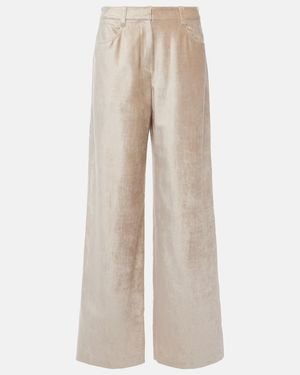 Brunello Cucinelli Cotton-Blend Wide-Leg Pants - Natural