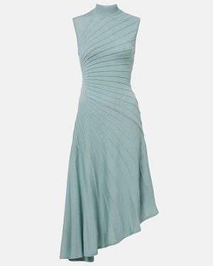 Alaïa Midikleid Ray Aus Schurwolle - Blau