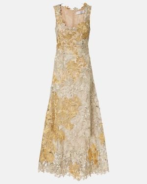 Oscar de la Renta Guipure Lace Cocktail Dress - Metallic