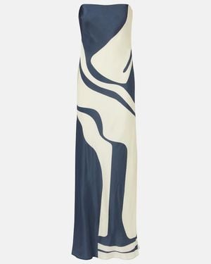 SIR. Lilou Strapless Silk Maxi Dress - Blue