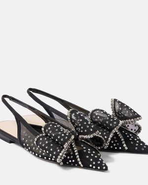 Mach & Mach Le Cadeau Mesh Slingback Flats - Black